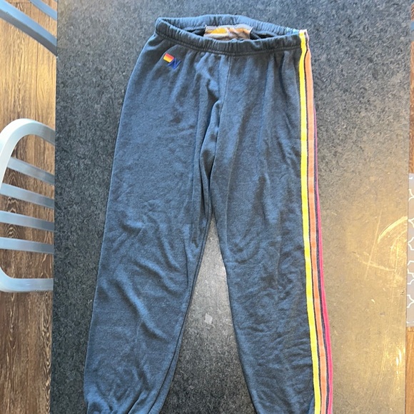 Aviator Nation Sweatpants with Rainbow Stripe - Picture 1 of 2